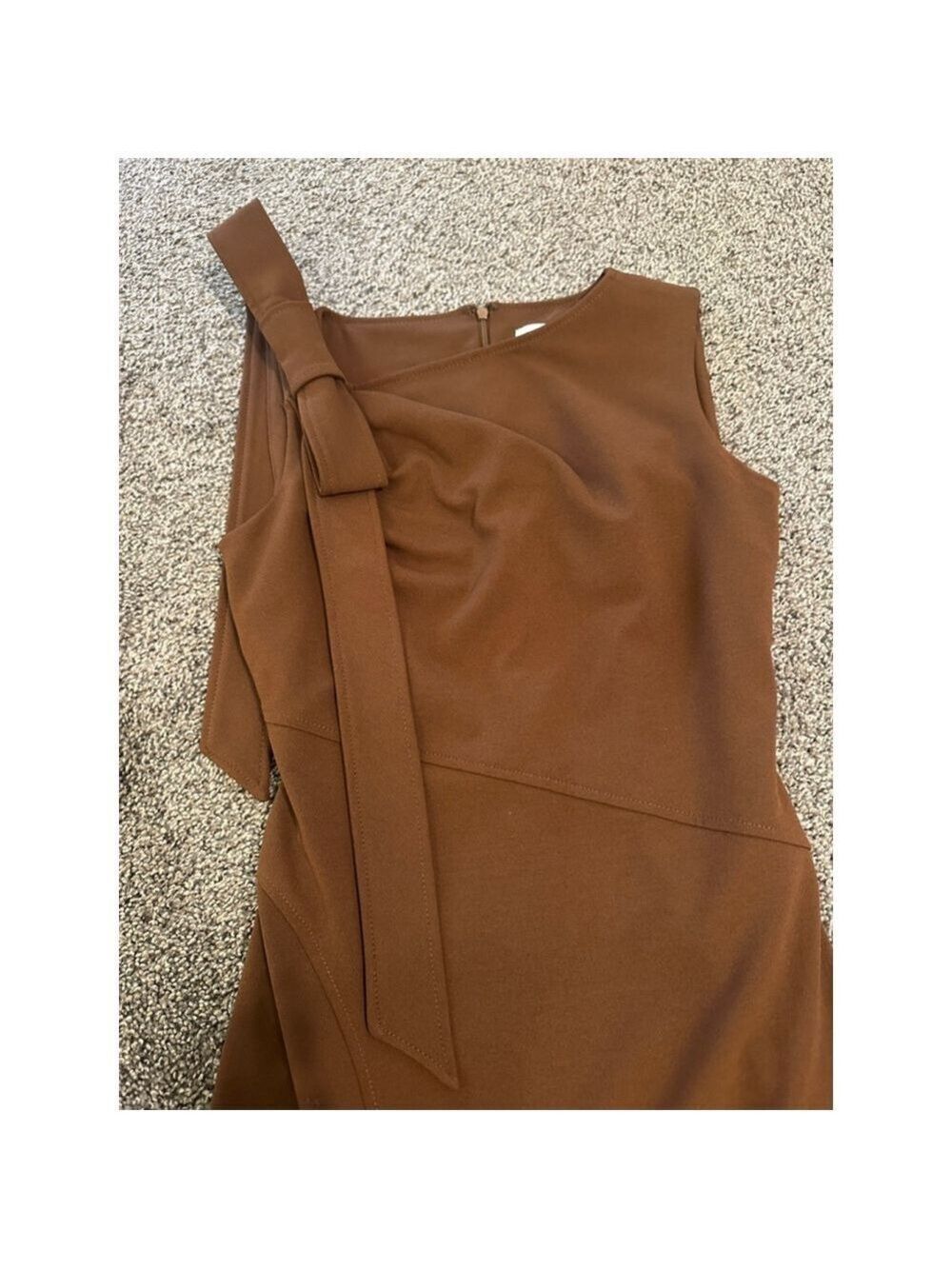 Calvin Klein Brown Bow Shoulder Midi Dress Size 2 - Picture 7 of 13